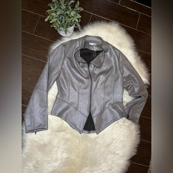 Anthropologie Solitaire metallic shimmer faux suede Blazer sz medium - Picture 1 of 6
